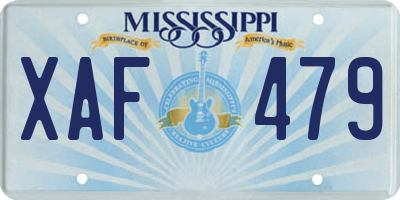 MS license plate XAF479