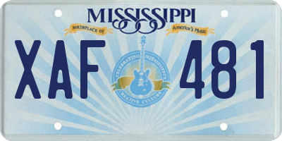 MS license plate XAF481