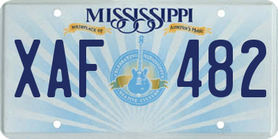 MS license plate XAF482