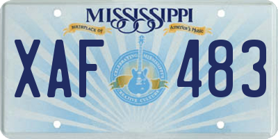 MS license plate XAF483