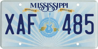 MS license plate XAF485