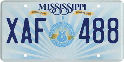 MS license plate XAF488