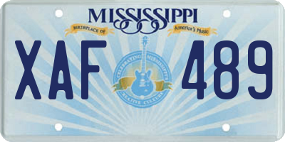 MS license plate XAF489