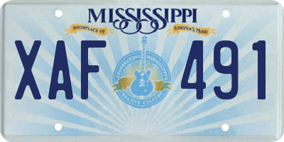 MS license plate XAF491