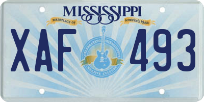 MS license plate XAF493