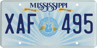 MS license plate XAF495