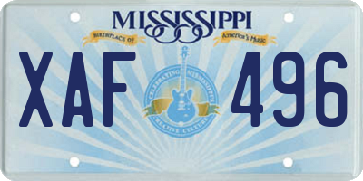 MS license plate XAF496