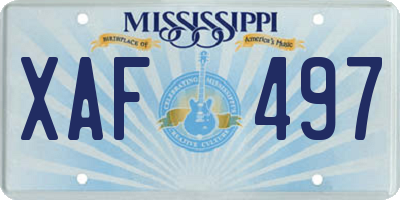 MS license plate XAF497