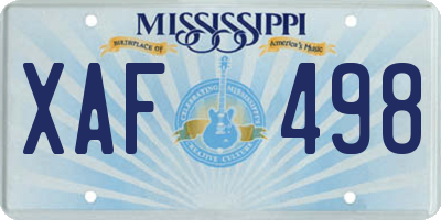 MS license plate XAF498