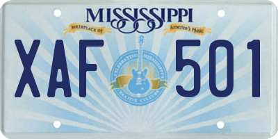 MS license plate XAF501