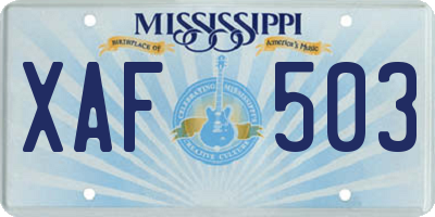 MS license plate XAF503