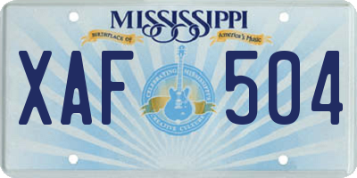 MS license plate XAF504