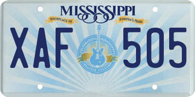 MS license plate XAF505
