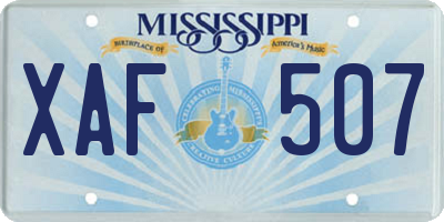 MS license plate XAF507