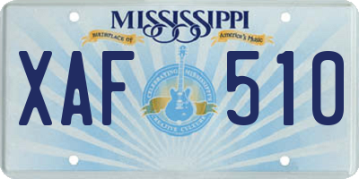 MS license plate XAF510