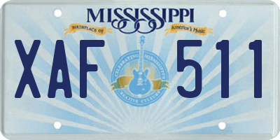 MS license plate XAF511