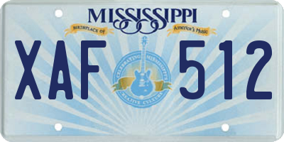 MS license plate XAF512