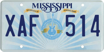 MS license plate XAF514