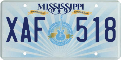 MS license plate XAF518
