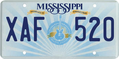 MS license plate XAF520