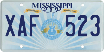 MS license plate XAF523