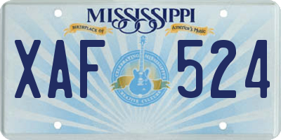 MS license plate XAF524