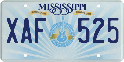 MS license plate XAF525