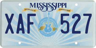 MS license plate XAF527