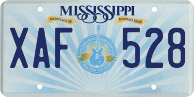 MS license plate XAF528