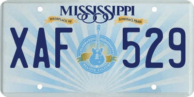 MS license plate XAF529