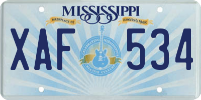 MS license plate XAF534