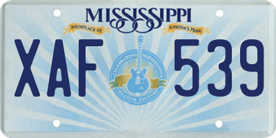MS license plate XAF539