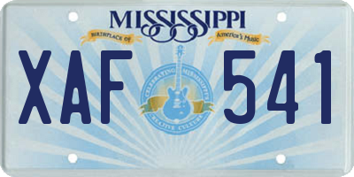 MS license plate XAF541