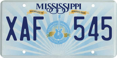 MS license plate XAF545