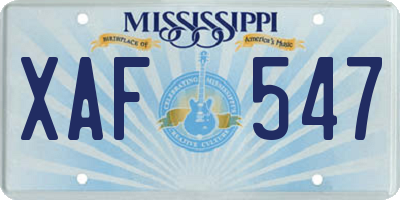 MS license plate XAF547