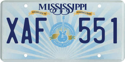 MS license plate XAF551