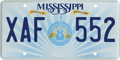MS license plate XAF552
