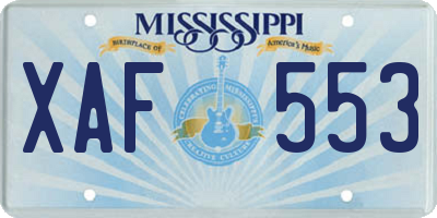 MS license plate XAF553