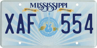 MS license plate XAF554