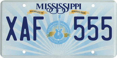 MS license plate XAF555