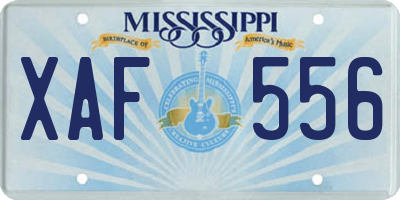 MS license plate XAF556