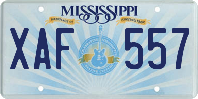 MS license plate XAF557