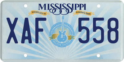 MS license plate XAF558
