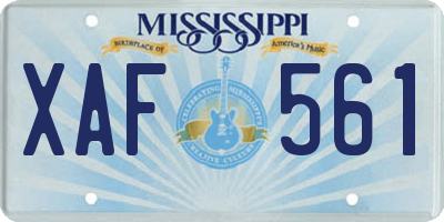 MS license plate XAF561