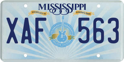 MS license plate XAF563