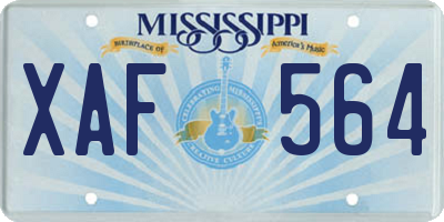 MS license plate XAF564