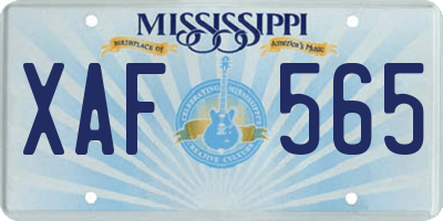 MS license plate XAF565