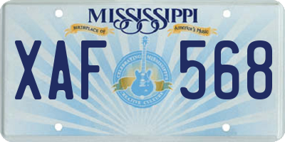 MS license plate XAF568