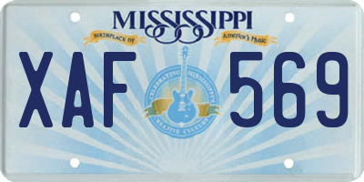 MS license plate XAF569