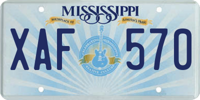 MS license plate XAF570
